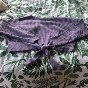 5/$30 Lilac Cropped Front-Tie Sweater